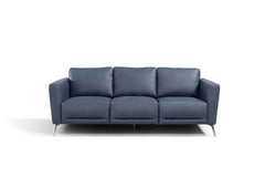 Astonic Blue Leather Living Room Set / 3pc - Ornate Home