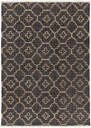 Astoria Black&Tan Trellis Fringed Jute Carpet - Clearance - Ornate Home
