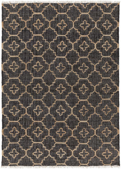 Astoria Black&Tan Trellis Fringed Jute Carpet - Clearance - Ornate Home
