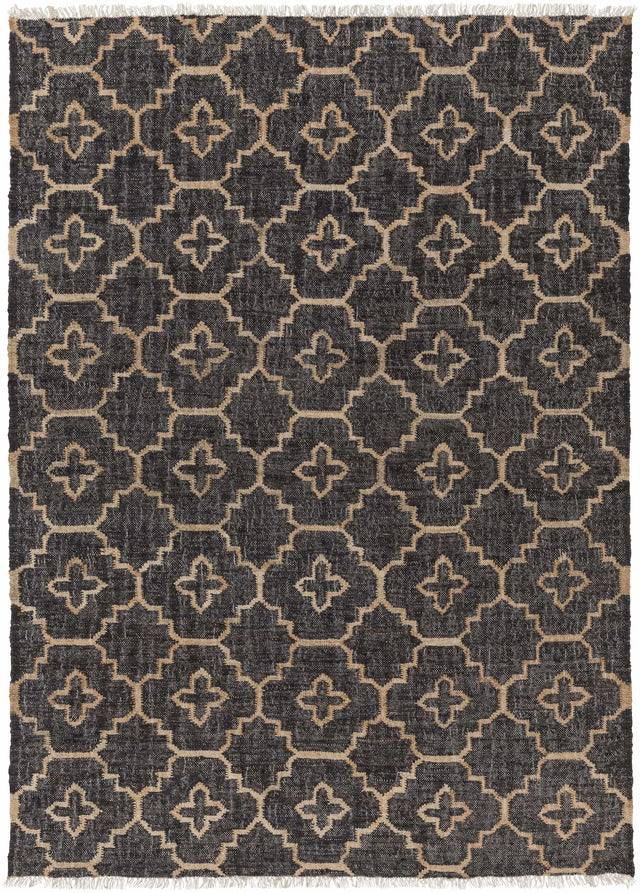 Astoria Black&Tan Trellis Fringed Jute Carpet - Clearance - Ornate Home