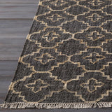 Astoria Black&Tan Trellis Fringed Jute Carpet - Clearance - Ornate Home