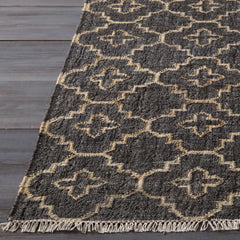 Astoria Black&Tan Trellis Fringed Jute Carpet - Clearance - Ornate Home
