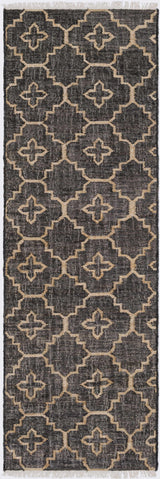 Astoria Black&Tan Trellis Fringed Jute Carpet - Clearance - Ornate Home