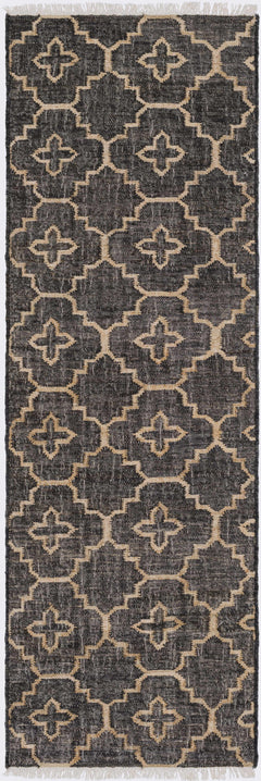 Astoria Black&Tan Trellis Fringed Jute Carpet - Clearance - Ornate Home