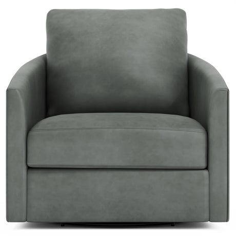 Astoria Grey Leather Swivel Chair - Ornate Home