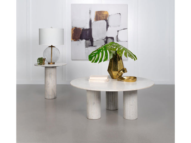 Astoria White 2-piece Marble Coffee and End Table Set - Ornate Home