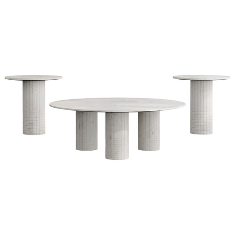 Astoria White 3-piece Marble Coffee and End Table Set - Ornate Home
