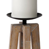 Astra Light Brown Small Wood Pedestal Base Table Candle Holder - Ornate Home