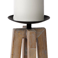 Astra Light Brown Small Wood Pedestal Base Table Candle Holder - Ornate Home