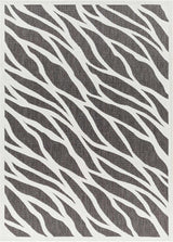 Astra Zebra Print Black Outdoor Rug - Clearance - Ornate Home