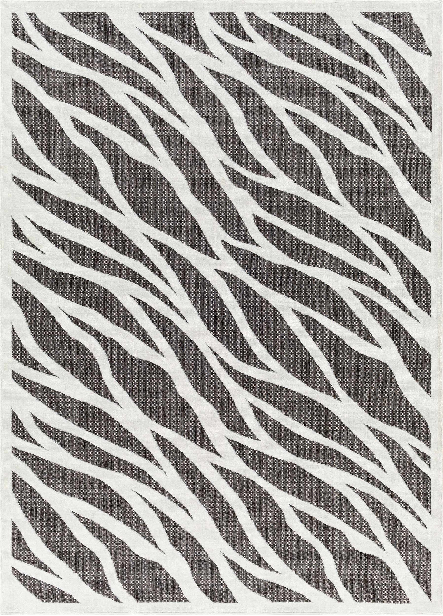 Astra Zebra Print Black Outdoor Rug - Clearance - Ornate Home