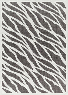 Astra Zebra Print Black Outdoor Rug - Clearance - Ornate Home