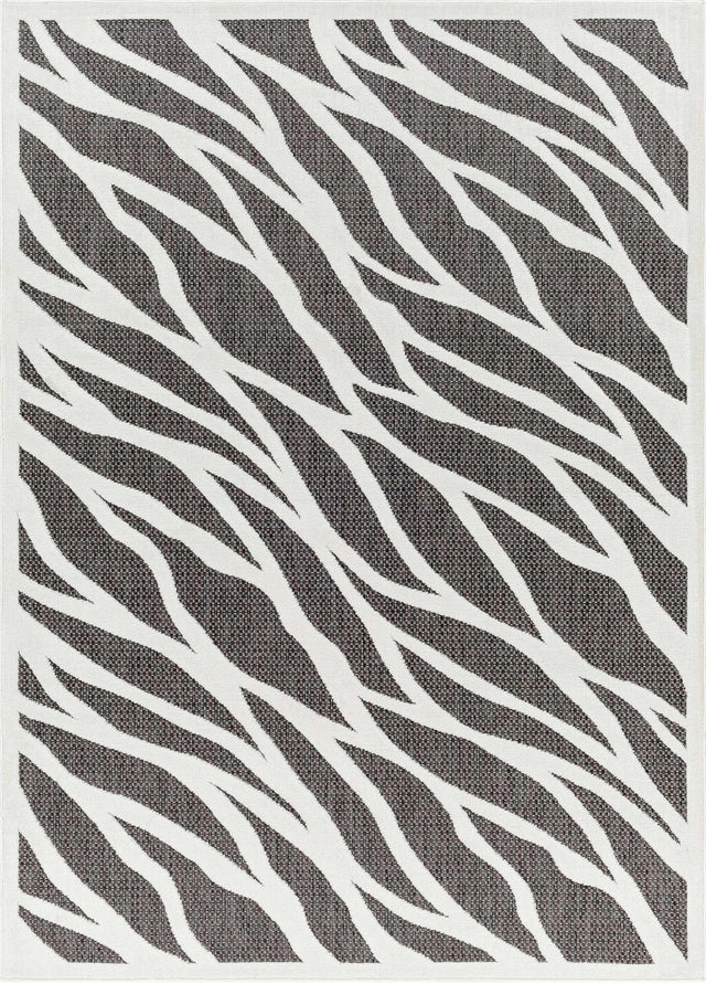 Astra Zebra Print Black Outdoor Rug - Clearance - Ornate Home