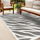 Astra Zebra Print Black Outdoor Rug - Clearance - Ornate Home
