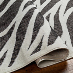 Astra Zebra Print Black Outdoor Rug - Clearance - Ornate Home