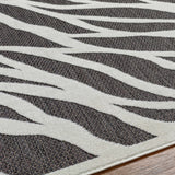 Astra Zebra Print Black Outdoor Rug - Clearance - Ornate Home