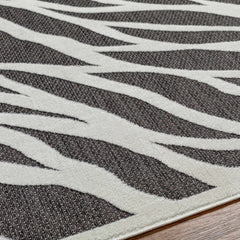 Astra Zebra Print Black Outdoor Rug - Clearance - Ornate Home