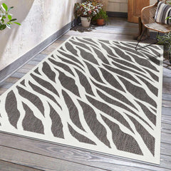 Astra Zebra Print Black Outdoor Rug - Clearance - Ornate Home