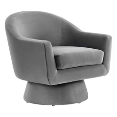 Astral Gray Performance Velvet Fabric and Wood Swivel Chair - Ornate Home