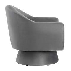 Astral Gray Performance Velvet Fabric and Wood Swivel Chair - Ornate Home