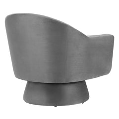 Astral Gray Performance Velvet Fabric and Wood Swivel Chair - Ornate Home