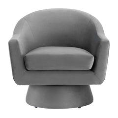 Astral Gray Performance Velvet Fabric and Wood Swivel Chair - Ornate Home