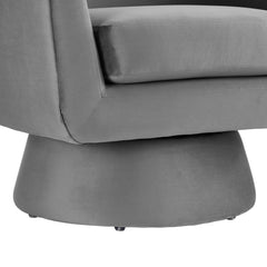 Astral Gray Performance Velvet Fabric and Wood Swivel Chair - Ornate Home