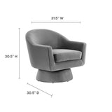 Astral Gray Performance Velvet Fabric and Wood Swivel Chair - Ornate Home