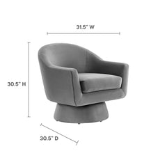 Astral Gray Performance Velvet Fabric and Wood Swivel Chair - Ornate Home