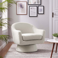 Astral Ivory Boucle Fabric Swivel Chair - Ornate Home
