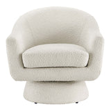 Astral Ivory Boucle Fabric Swivel Chair - Ornate Home