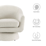 Astral Ivory Boucle Fabric Swivel Chair - Ornate Home