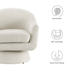 Astral Ivory Boucle Fabric Swivel Chair - Ornate Home