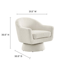 Astral Ivory Boucle Fabric Swivel Chair - Ornate Home