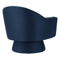 Astral Midnight Blue Performance Velvet Fabric and Wood Swivel Chair - Ornate Home