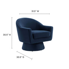 Astral Midnight Blue Performance Velvet Fabric and Wood Swivel Chair - Ornate Home