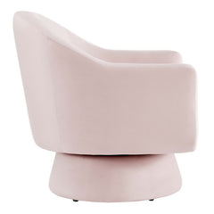 Astral Pink Performance Velvet Fabric and Wood Swivel Chair - Ornate Home