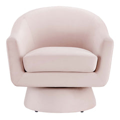 Astral Pink Performance Velvet Fabric and Wood Swivel Chair - Ornate Home