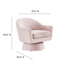 Astral Pink Performance Velvet Fabric and Wood Swivel Chair - Ornate Home