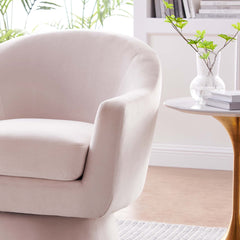 Astral Pink Performance Velvet Fabric and Wood Swivel Chair - Ornate Home