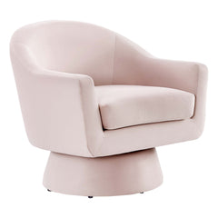 Astral Pink Performance Velvet Fabric and Wood Swivel Chair - Ornate Home