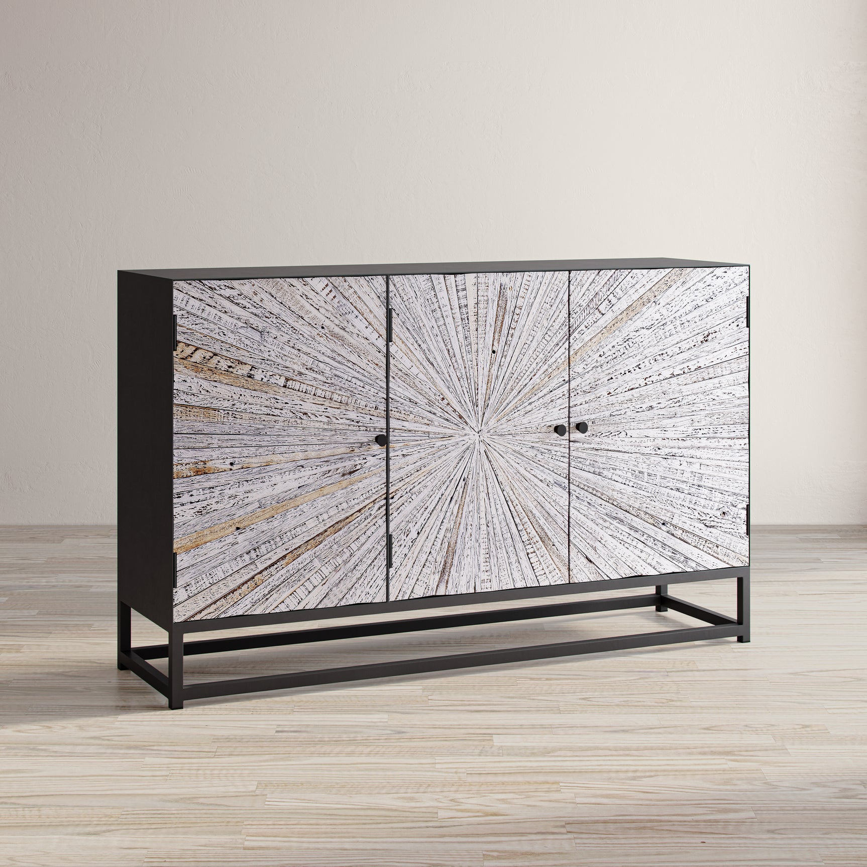 Astral Plains Reclaimed Grey 3 Door Accent Cabinet - Ornate Home