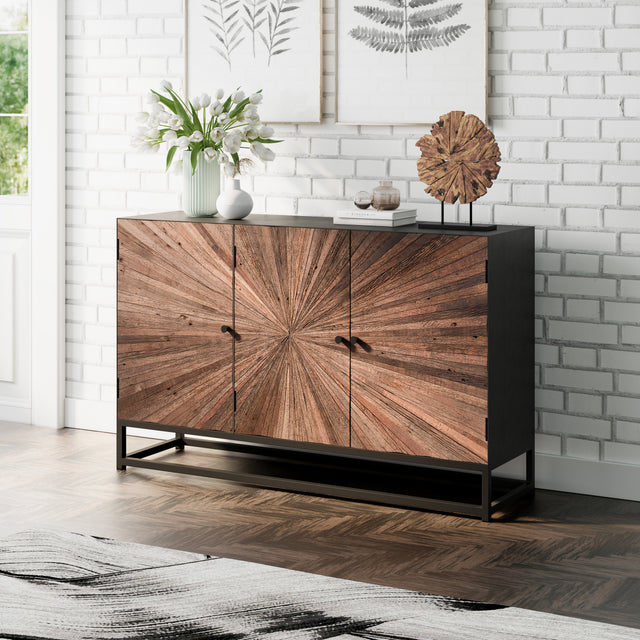 Astral Plains Reclaimed Natural 3 Door Accent Cabinet - Ornate Home