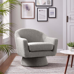 Astral Taupe Boucle Fabric Swivel Chair - Ornate Home
