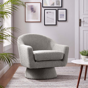 Astral Taupe Boucle Fabric Swivel Chair - Ornate Home