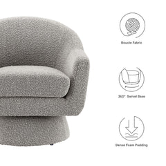 Astral Taupe Boucle Fabric Swivel Chair - Ornate Home