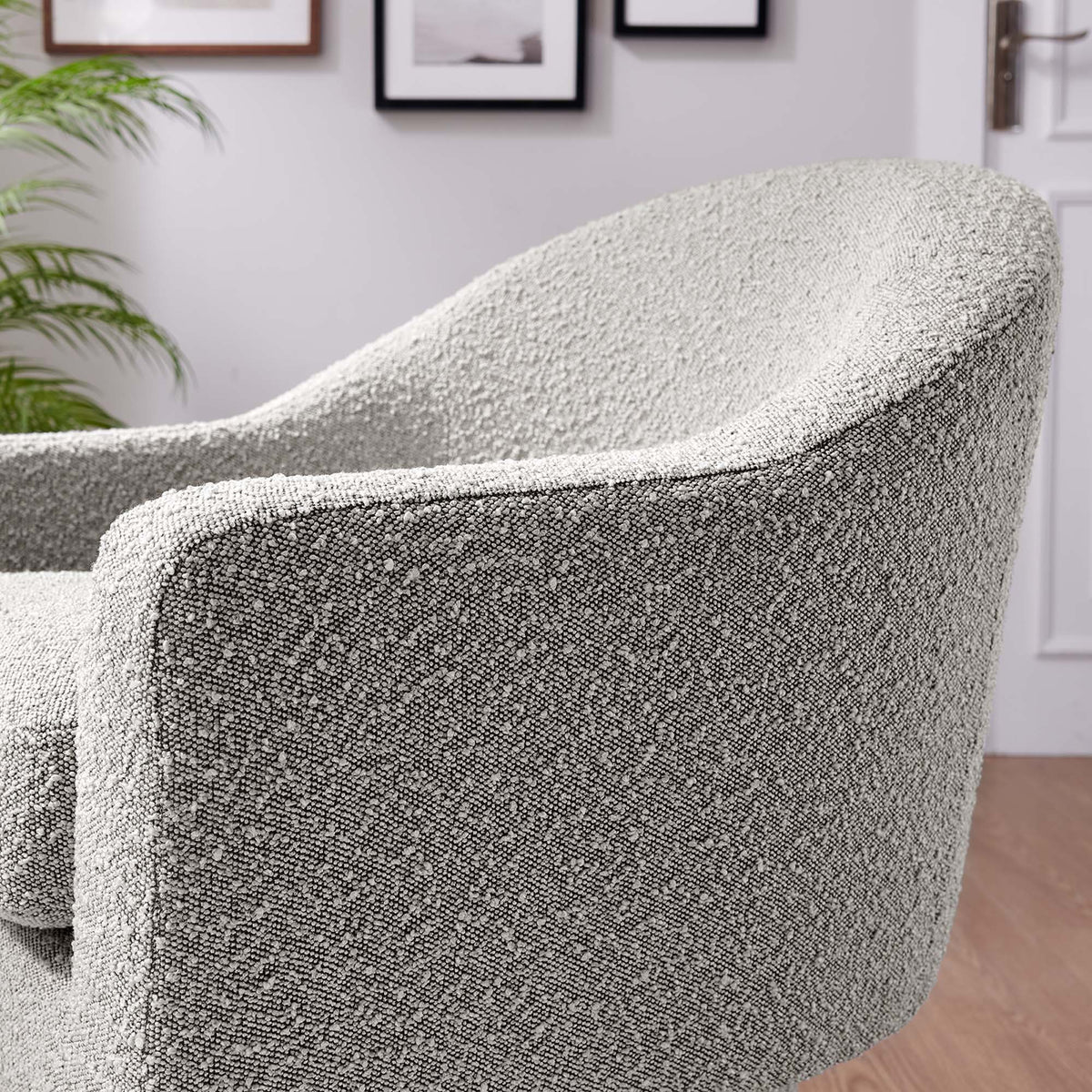 Astral Taupe Boucle Fabric Swivel Chair - Ornate Home