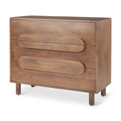 Astrid Medium Brown Solid Wood 3 Drawer Cabinet - Ornate Home