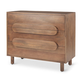 Astrid Medium Brown Solid Wood 3 Drawer Cabinet - Ornate Home