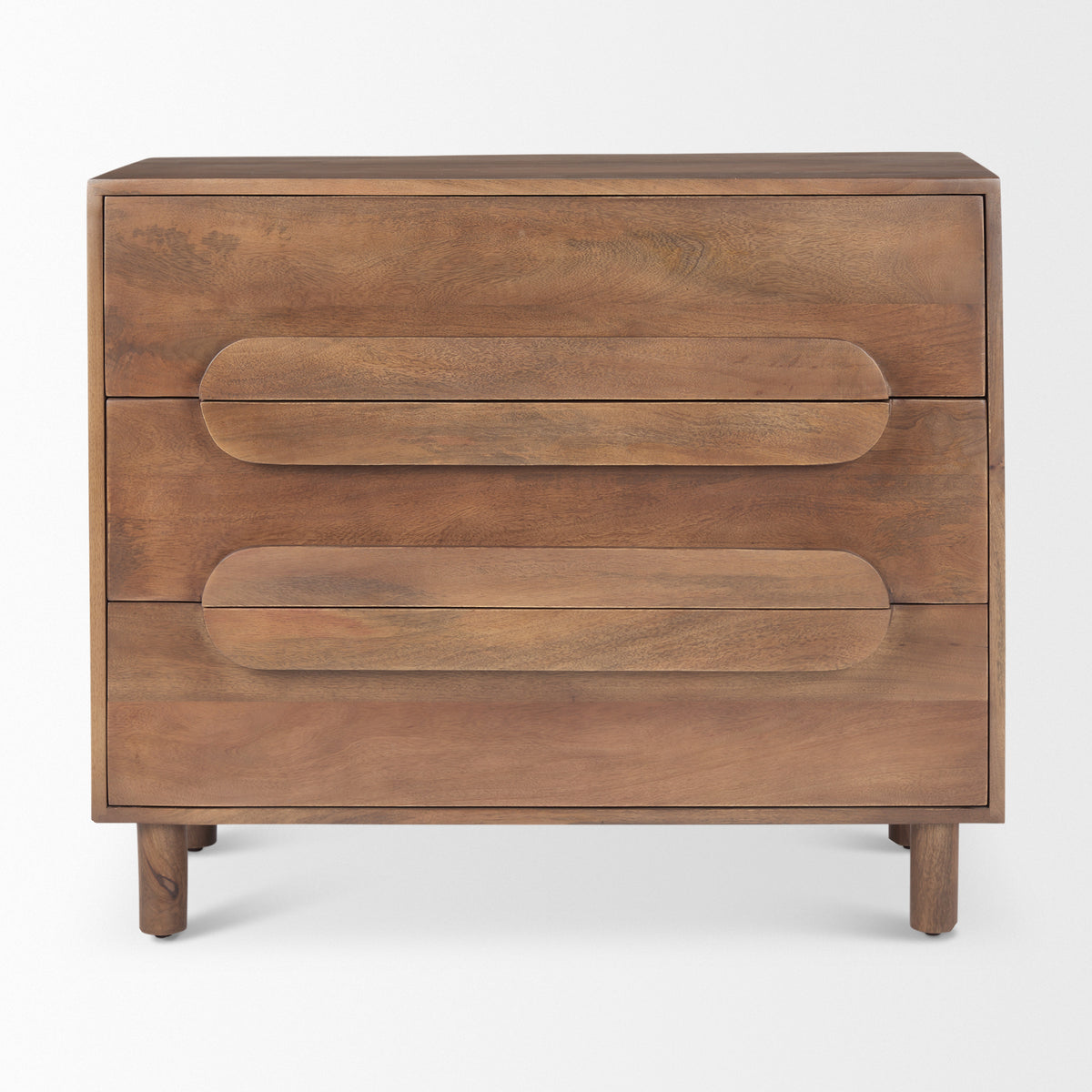 Astrid Medium Brown Solid Wood 3 Drawer Cabinet - Ornate Home